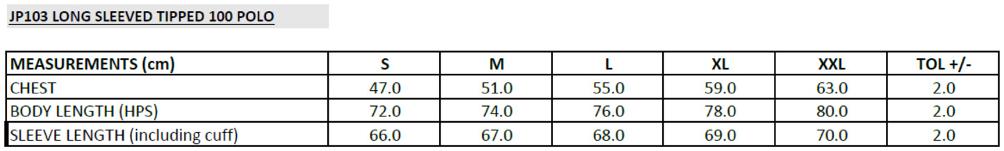 Just Polos: Long Sleeve Tipped 100 Polo JP103 Just Polos: Long Sleeve Tipped 100 Polo JP103